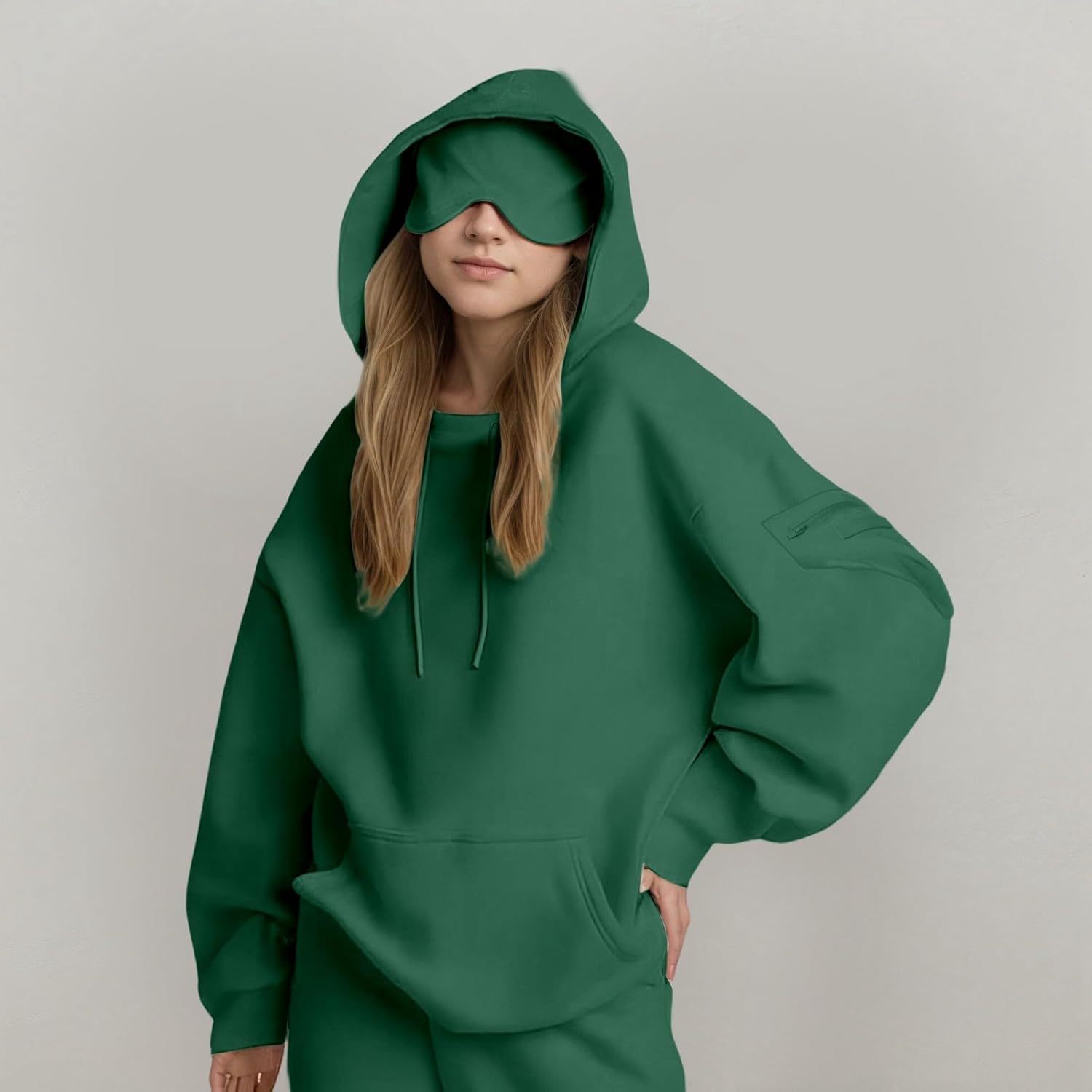 K New Solid Color Hooded Single Piece Women's Top_voghion.com
