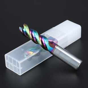 65-Degree Aluminum Alloy Milling Cutter with 3 Blades, U-Groove Tungsten Steel, Colorful Coating, Aluminum Alloy High-Gloss Cutter, Extended End Mill