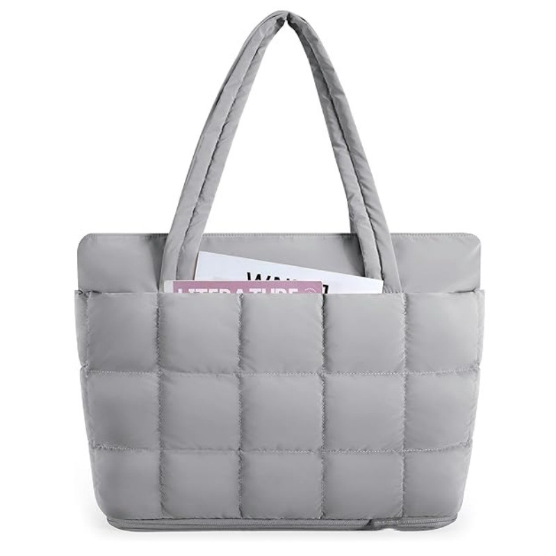 Amazon nuevo bolso tote para mujer bolso expandible bolso de mano esponjoso con cremallera bolso de hombro de viaje