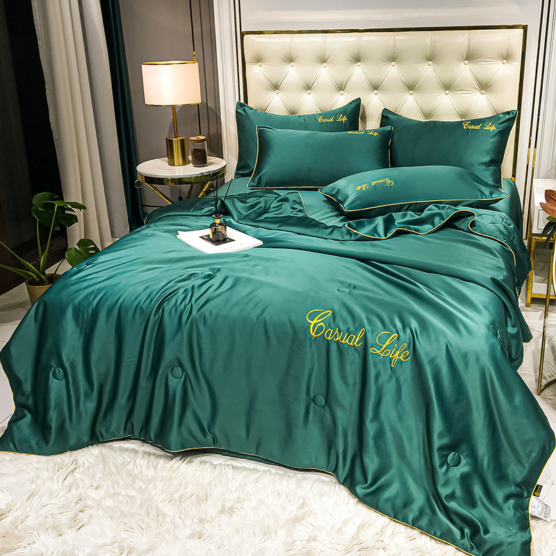 New Style Washed Tencel Summer Quilt, Simple Single/Double Summer Quilt Set, Air Conditioning Quilt Set, Wholesale Four-Piece Thin Set