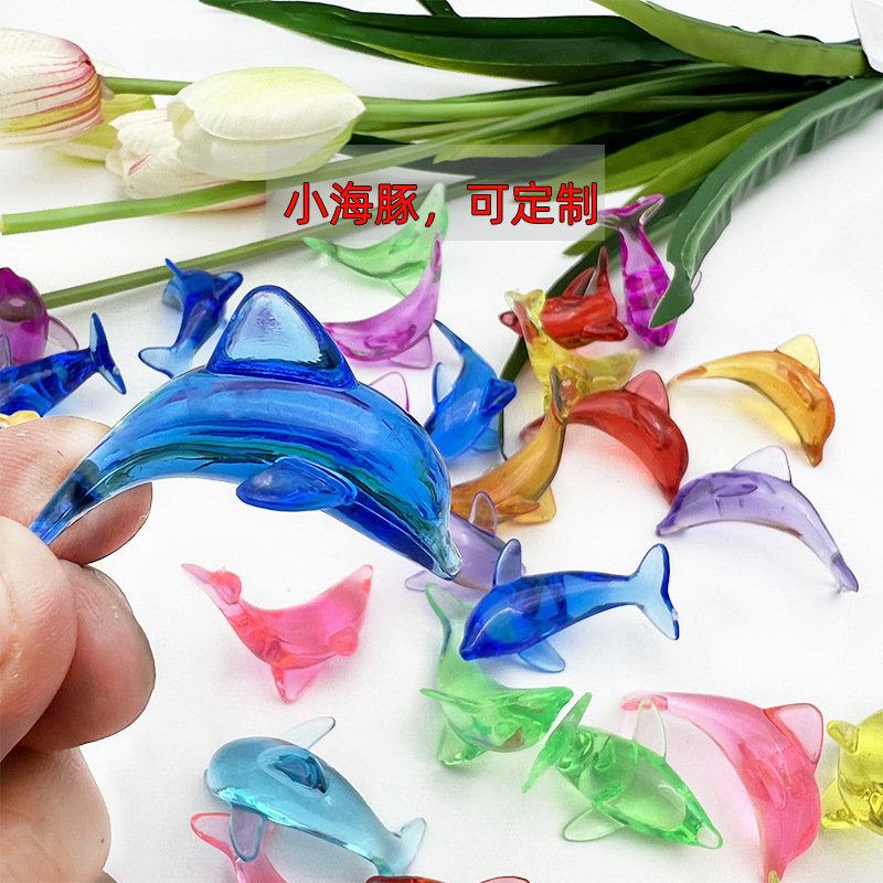 43mm Cartoon Little Dolphin Marine Animal Kindergarten Award Crystal Colorful Stone Acrylic Children's Toy Gem