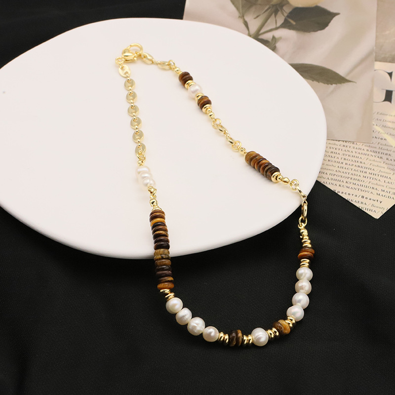 Collar de perlas de agua dulce natural de lujo ligero collar de collar de perlas de nicho de moda de alto nivel collar de oro de 18 quilates joyas image 3