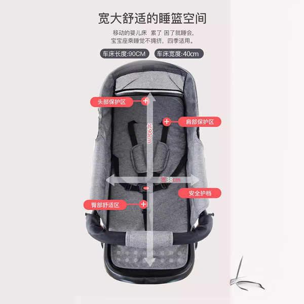 Folding children's stroller on four wheels with umbrella