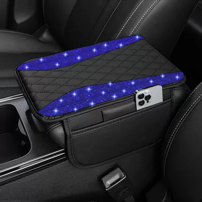 anti-fouling, car central decoration – Armrest box pad - blue-diamond-diamond-shape