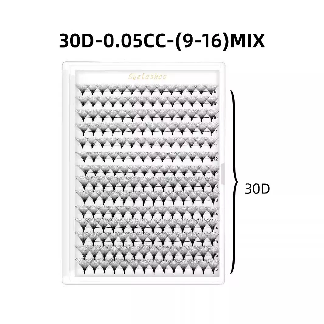 收尖点胶尖根朵毛３０根单簇开花睫毛 自然浓密假睫毛跨境批发