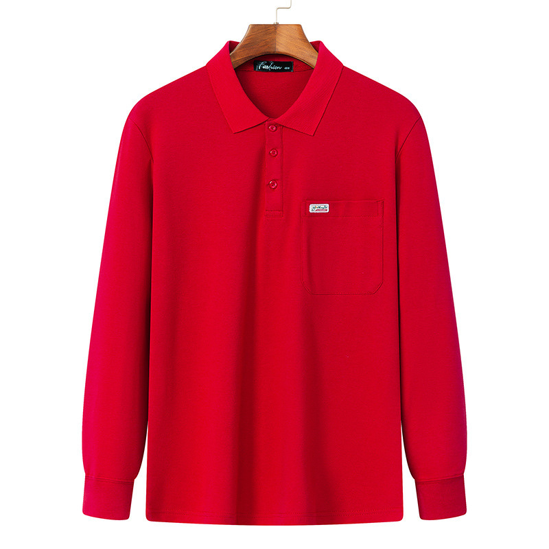 Papá de manga larga camiseta de los hombres de primavera y otoño casual polo camisa superior de algodón de la solapa fábrica de ropa al por mayor