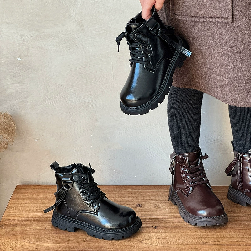 Martens демисезонные детские модные утепленные нескользящие короткие сапоги в западном стиле подходят для подростков мягкая подошва