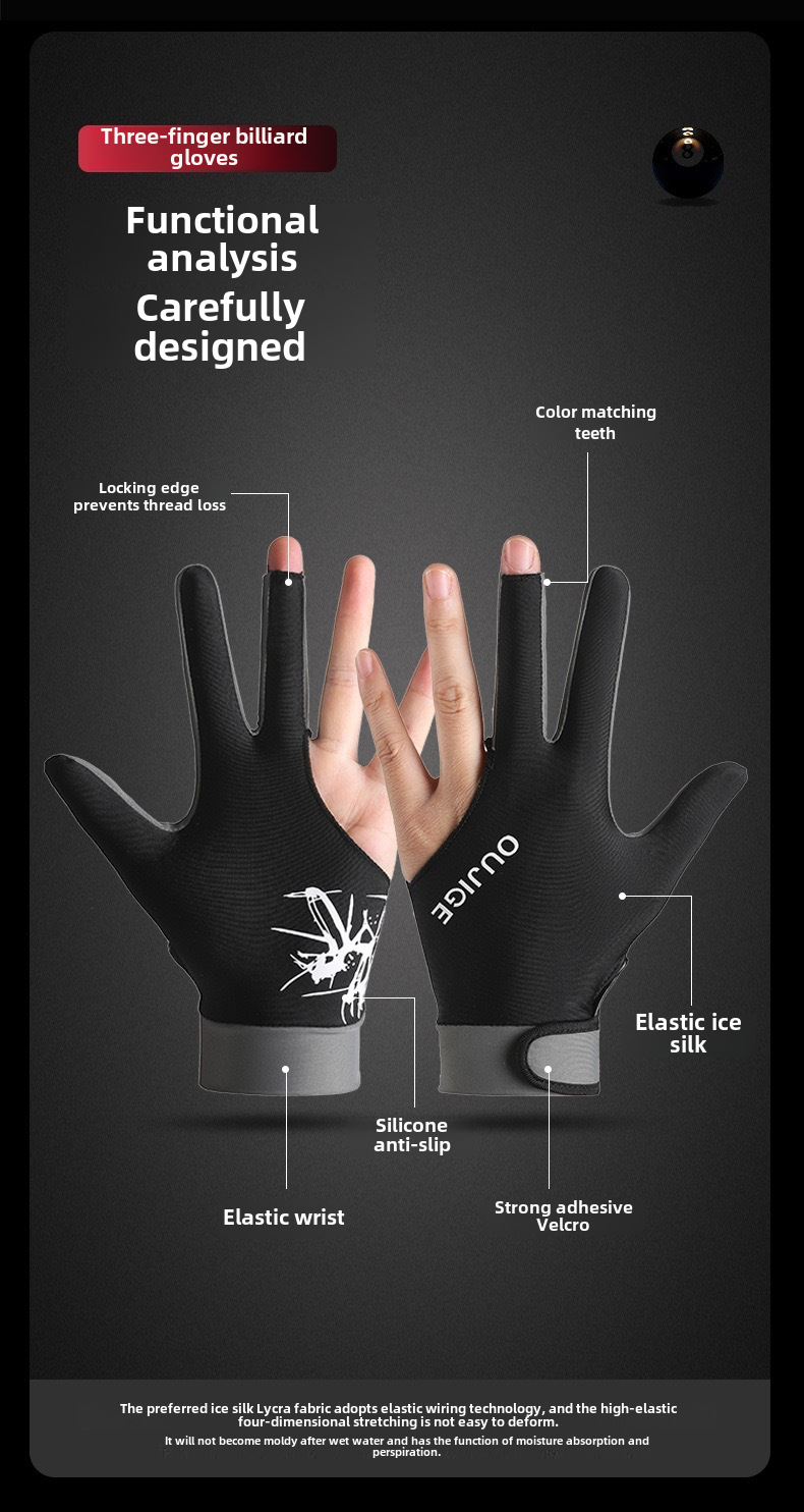 Billiards Gloves Sunscreen Men's and Women's Outdoor Snooker Non-slip Casual Thin Summer Cycling Single Pack_maomaolike.com