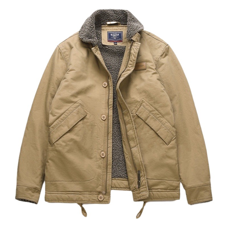 Otoño e Invierno chaqueta acolchada de algodón chaqueta de lana de cordero hombres N1 Navy traje de cubierta chaqueta forrada de algodón acolchada ropa de hombre