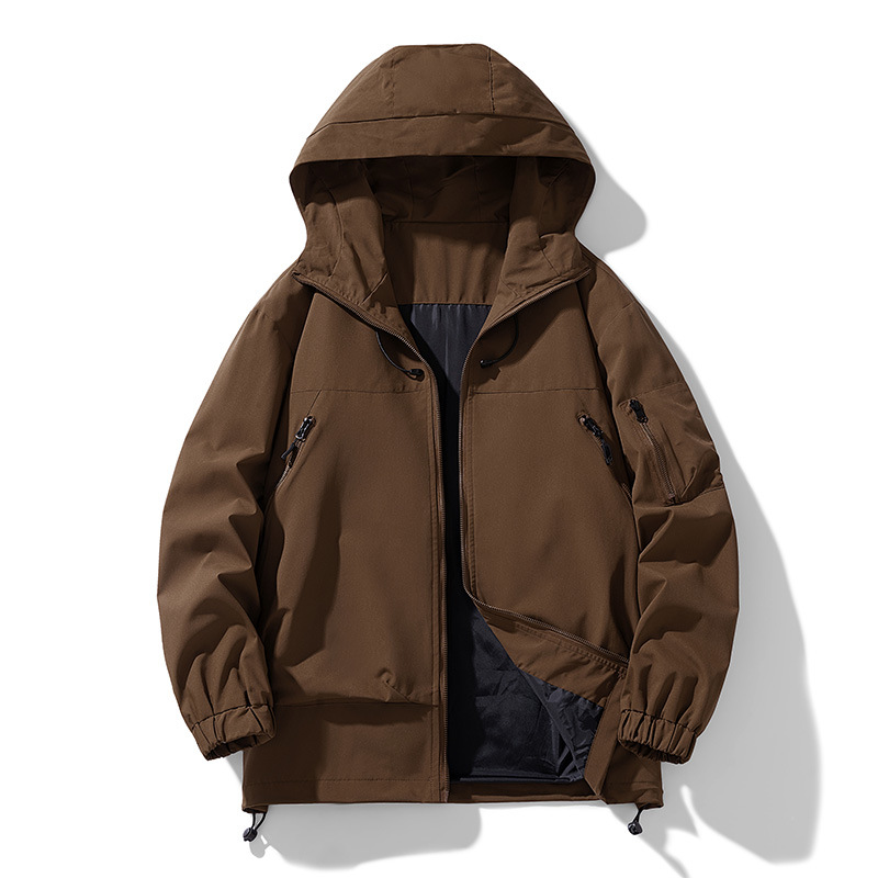 Coupe-vent imperméable à capuche multipoches pour couple, homme et femme, nouvelle veste décontractée, polyvalente et tendance, coupe ample_voghion.com