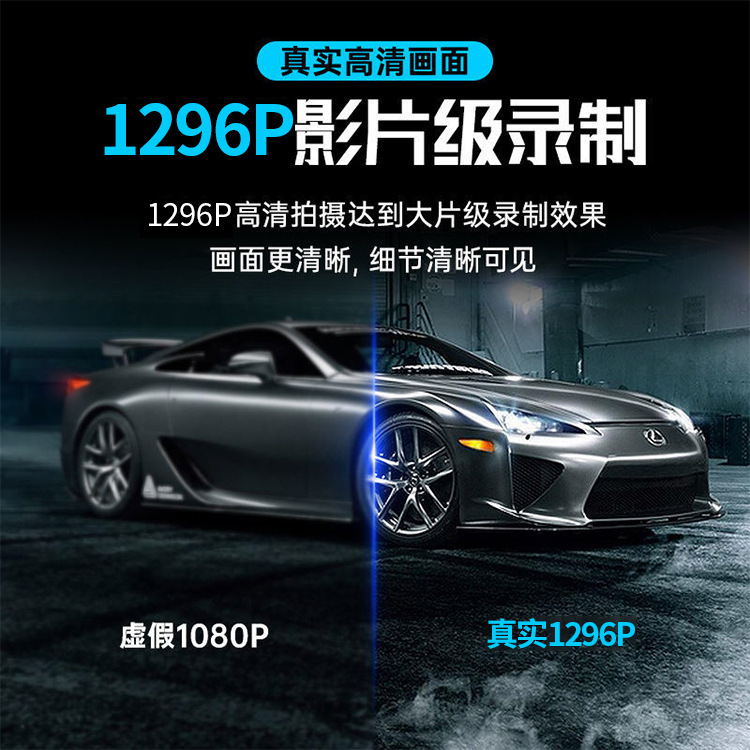 Three-Lens Dash Cam with Simultaneous Display of Front and Rear Footage, High-Definition Night Vision, Wifi, and Mobile Phone Connectivity