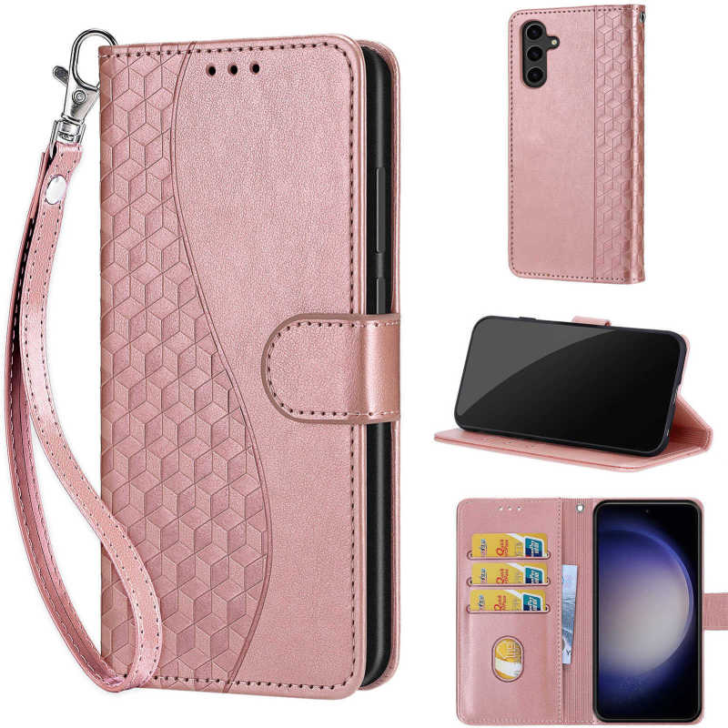New Embossed Leather Case with Hand Strap Suitable for Samsung A56 5g Buckle Flip Wallet Card A26 5g
