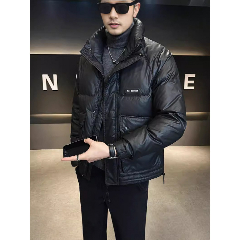 Invierno hombre collar 50 chaqueta de plumón blanco moda moda suelta casual versátil chaqueta de plumón