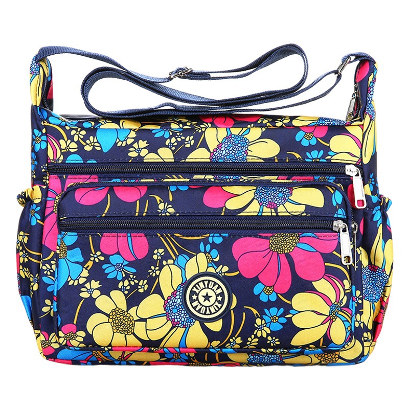 New Style Floral Fabric Bags for Street Vendors, Oxford Cloth Shoulder Crossbody Bags, Practical Middle-Aged Women's Bags, Canvas Backpacks Wholesale