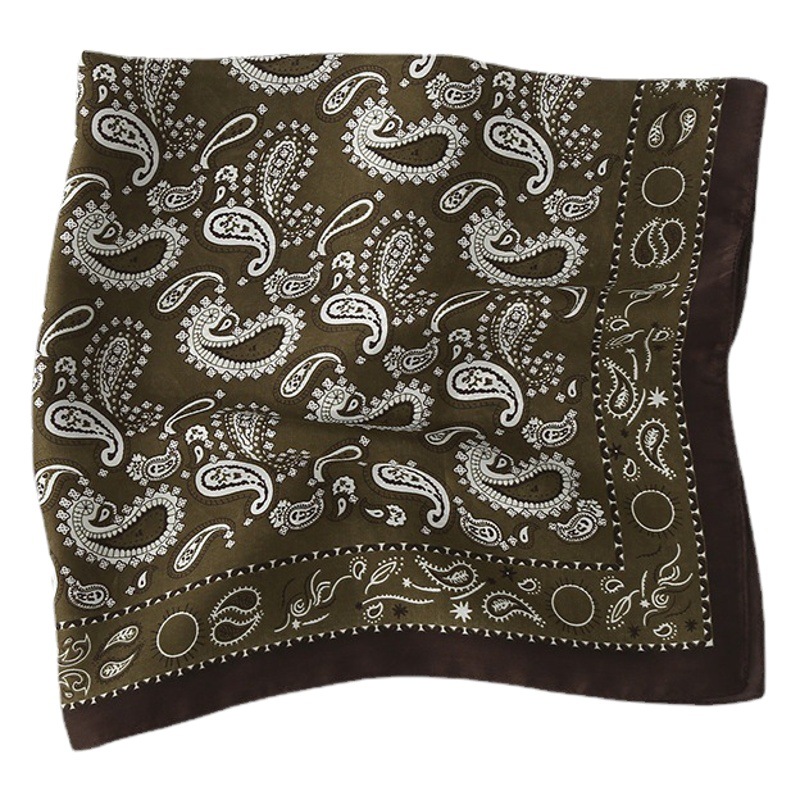 Primavera Corea del Sur nueva flor de anacardo pequeña bufanda cuadrada elegante delgada moda decorativa pequeña bufanda banda de pelo de verano bufanda a juego