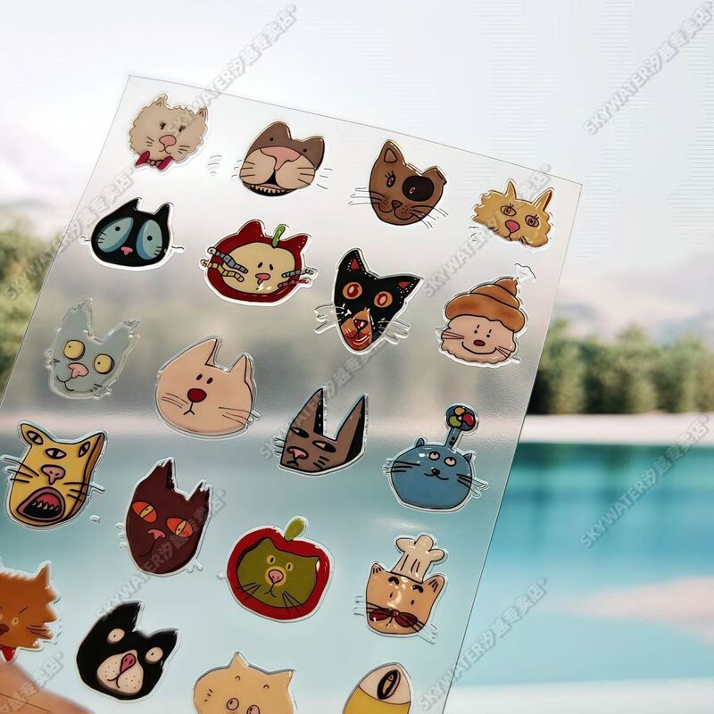 Ugly, Funny and Cute Cat Hello Kitty Kt Cat Jelly Nail Art Stickers Ready-Made Camera Pen Holder Water Cup Stickers
