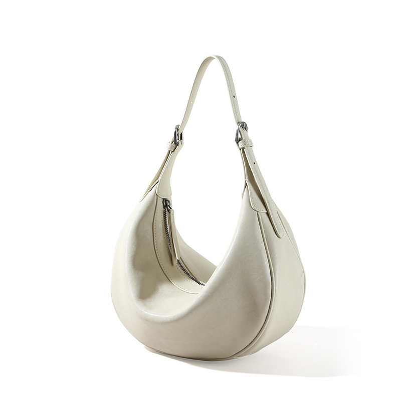 New Top Grain Vegetable-Tanned Leather Commuter Dumpling Bag, Luxury Genuine Leather Shoulder & Crossbody Bag For Women - Thumbnail 7