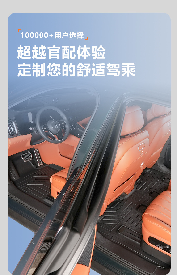 Suitable for the interior modification of the HarmonyOS Smart Travel AITO M8, 5/6-seater front two rows with threshold covers, TPE car floor mat accessories