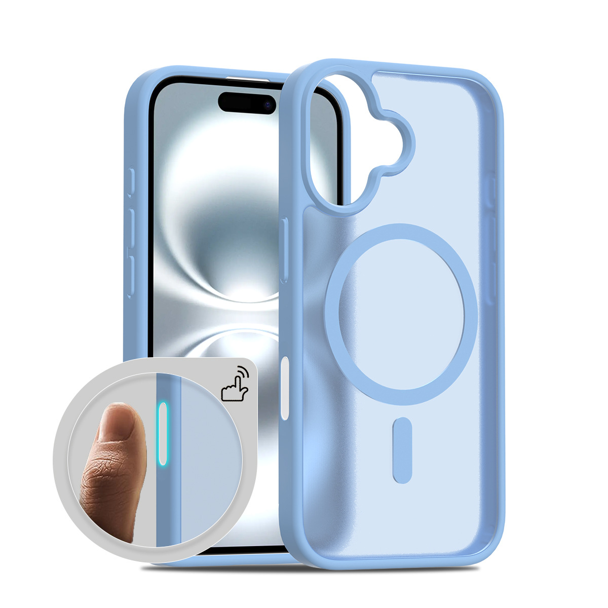 Ventas directas transfronterizas Apple iPhone16 absorción magnética de la piel dos en uno funda para teléfono móvil funda para botón táctil de la cámara