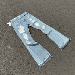 GALLERY DEPT. クロは皮のラッパのズボンを貼って水を洗ってジーパンの個性の潮のブランドのズボンの男性の卸売りをつなぎます。