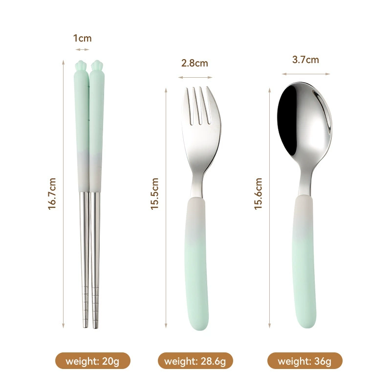 Silicone tableware, children's set for baby, handheld chopsticks, gradient
