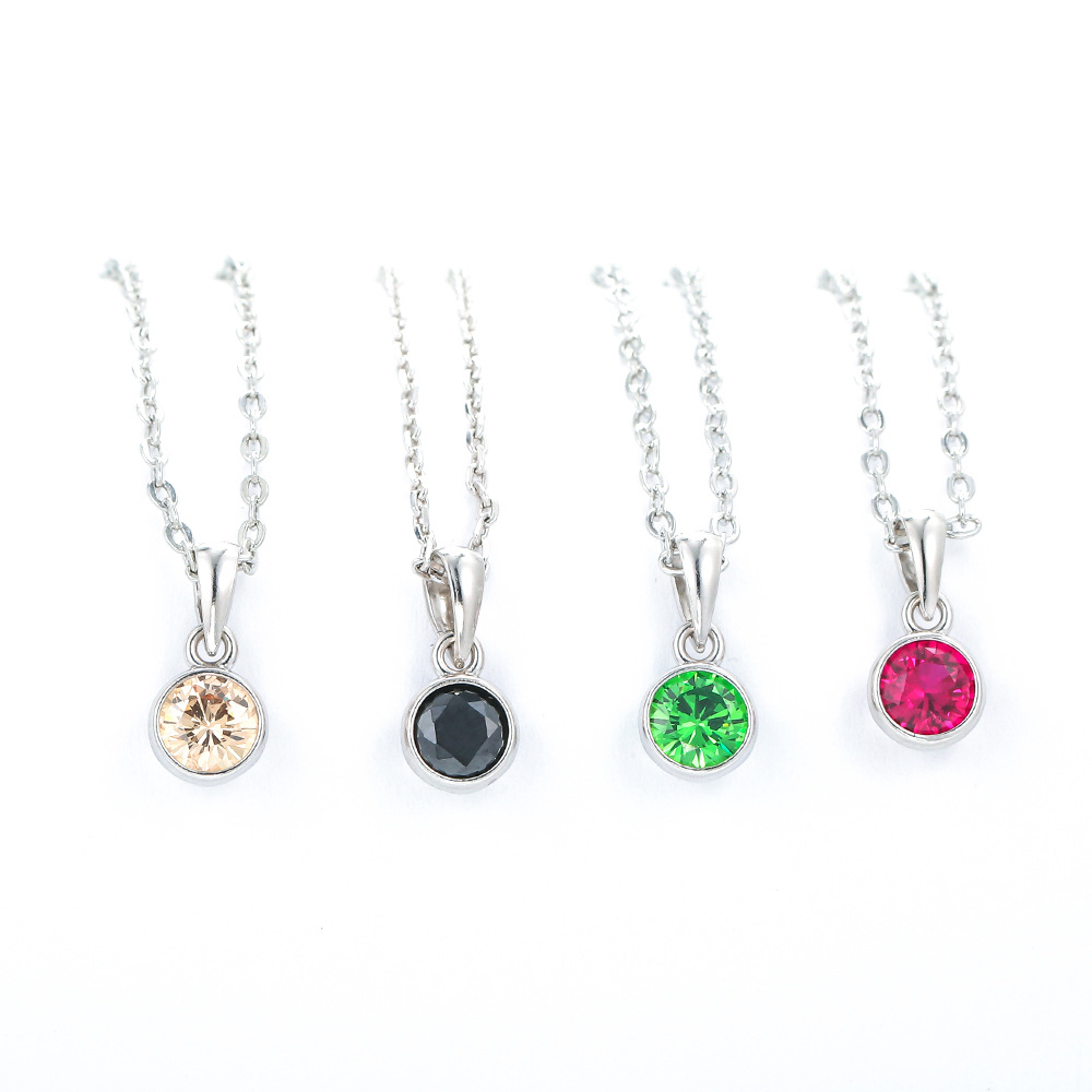 Korea Color Zircon Chain Silver Short Necklace Wholesale display picture 5