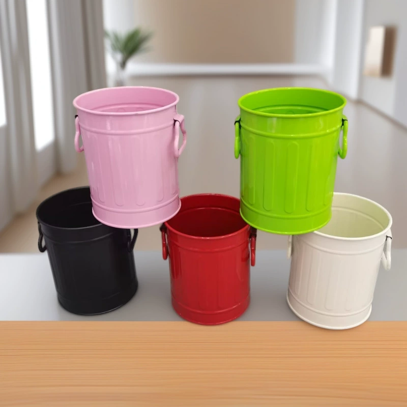 Карамельный Цвет Творческий Железный цветочный горшок держатель ручки палочки для еды ведро офисный Рабочий стол мусорный бак ведро для хранения кистей для макияжа