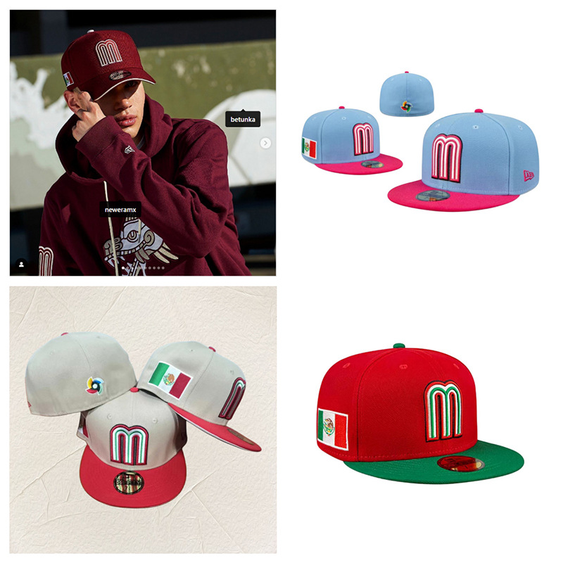 Suministro directo de fábrica Equipo nacional mexicano Bordado de viento logotipo de coche gorra de béisbol letra mMéxico estilo mexicano