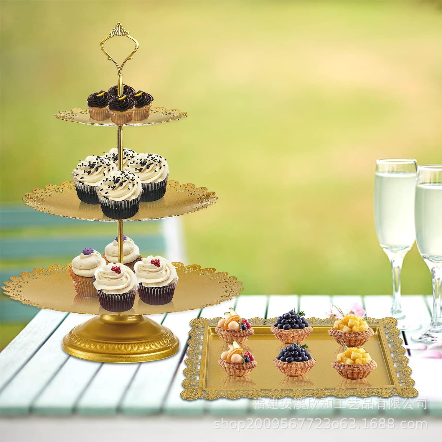 Estante de pastel de oro decoración de postres de cumpleaños decoración de fiesta de cumpleaños estante de exhibición decoración de postres