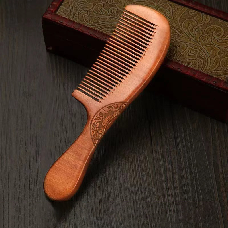 肥厚古い桃の木の櫛家庭用木製櫛無垢材の櫛ヘアコーム両面彫刻ブティック櫛卸売|undefined