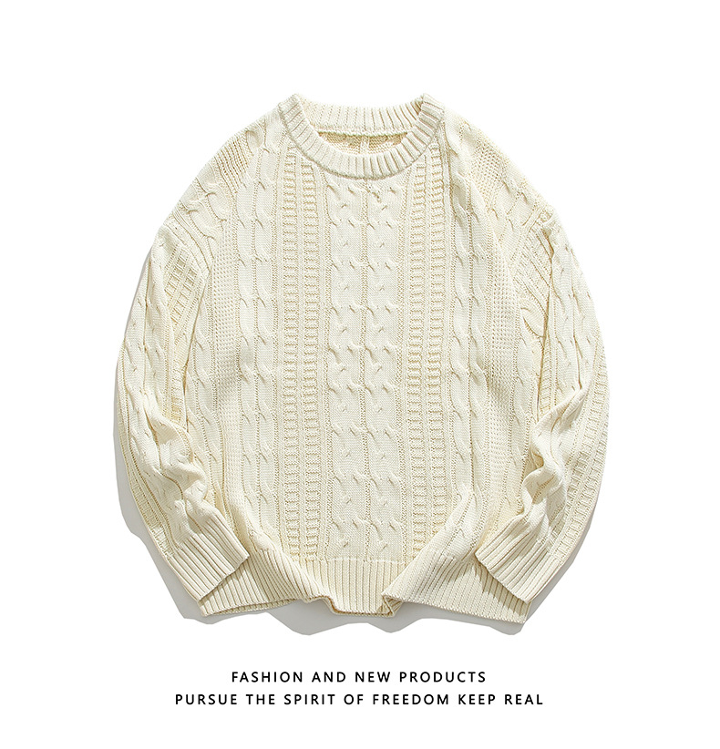 Trendy Men's Knitted Sweater Versatile Solid Colour Winter Style_voghion.com