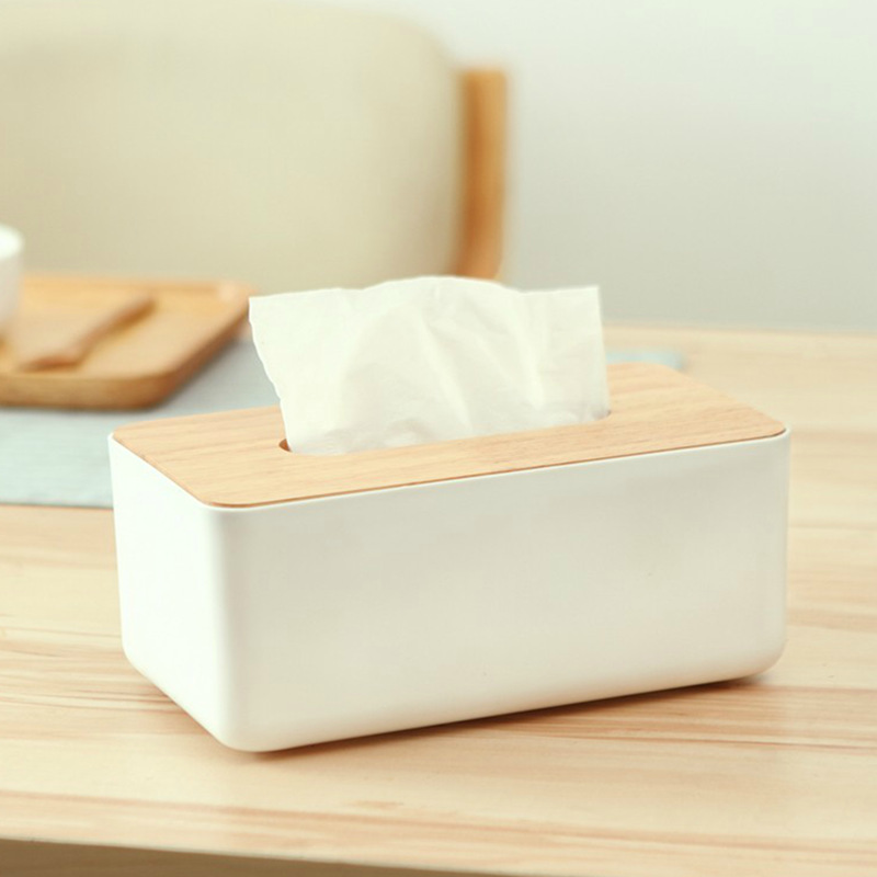 Japanese Style Wooden Cover Desktop Home Tissue Box Paper Box Car Gift Advertising Large Tissue Box Logo