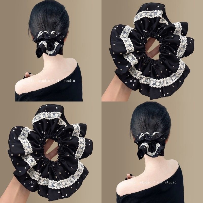 Elegantes Spitzen-haargummi Mit Polka-dot-muster Und Satin_voghion.com
