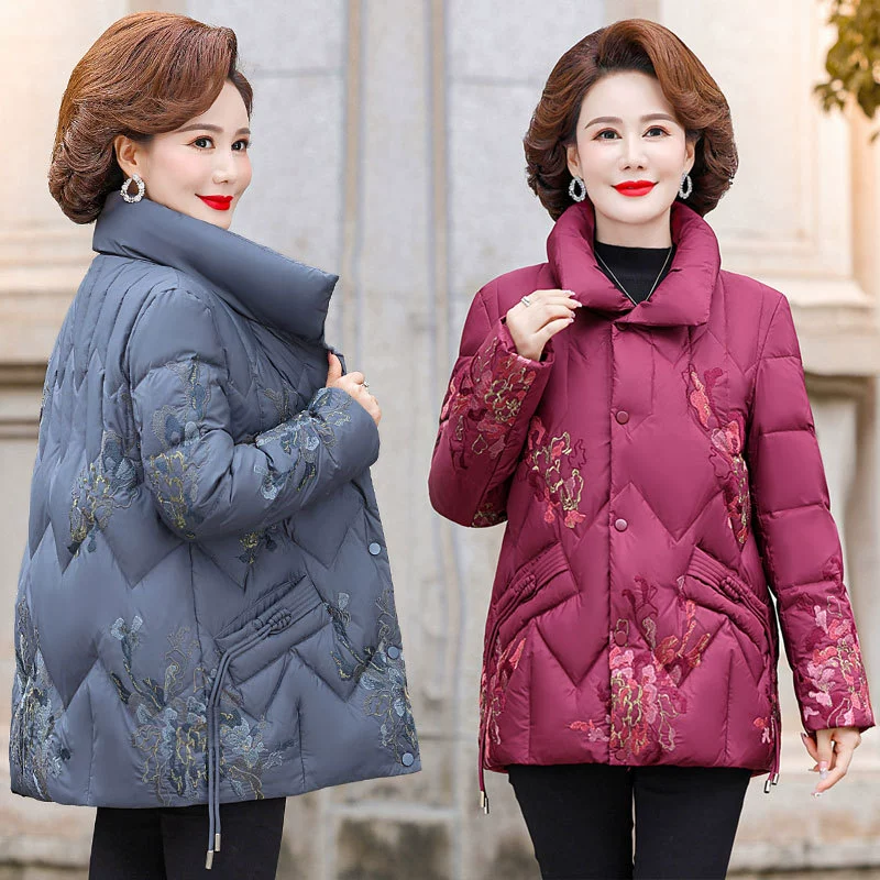 2023 новая зимняя одежда среднего возраста, короткий пуховик на утином пуху, женское теплое модное пальто среднего и пожилого возраста в иностранном стиле
