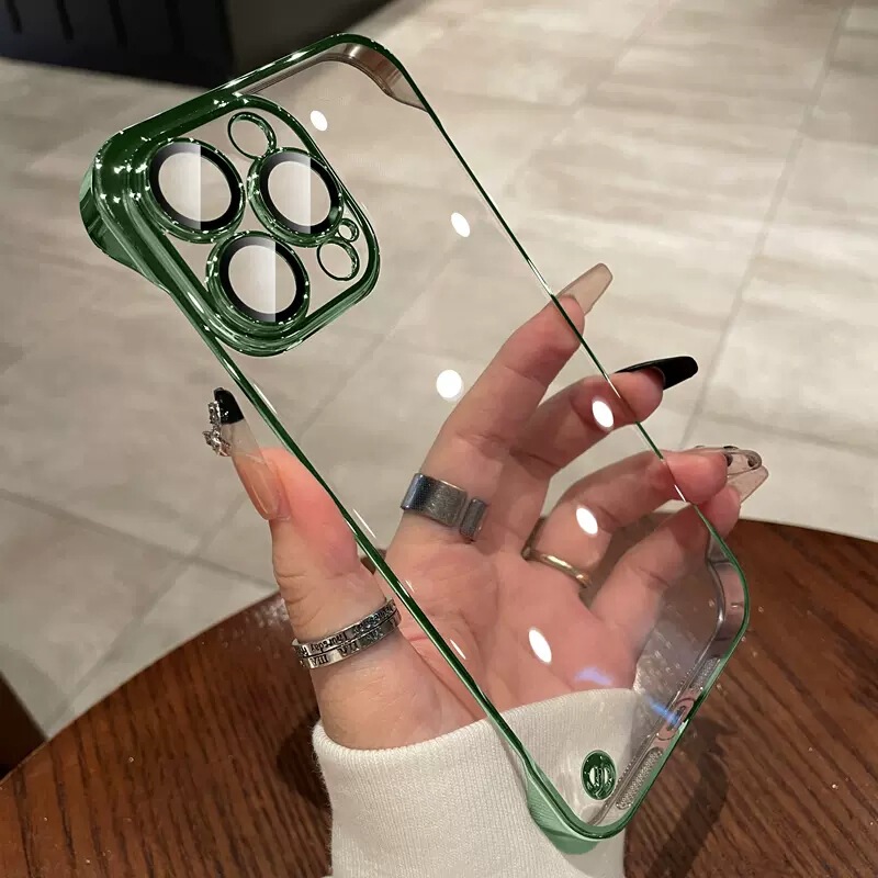 iPhone17に適した超薄型スマホケース、フレームレスのApple16電気メッキハードケース、15proMax透明保護ケース|undefined
