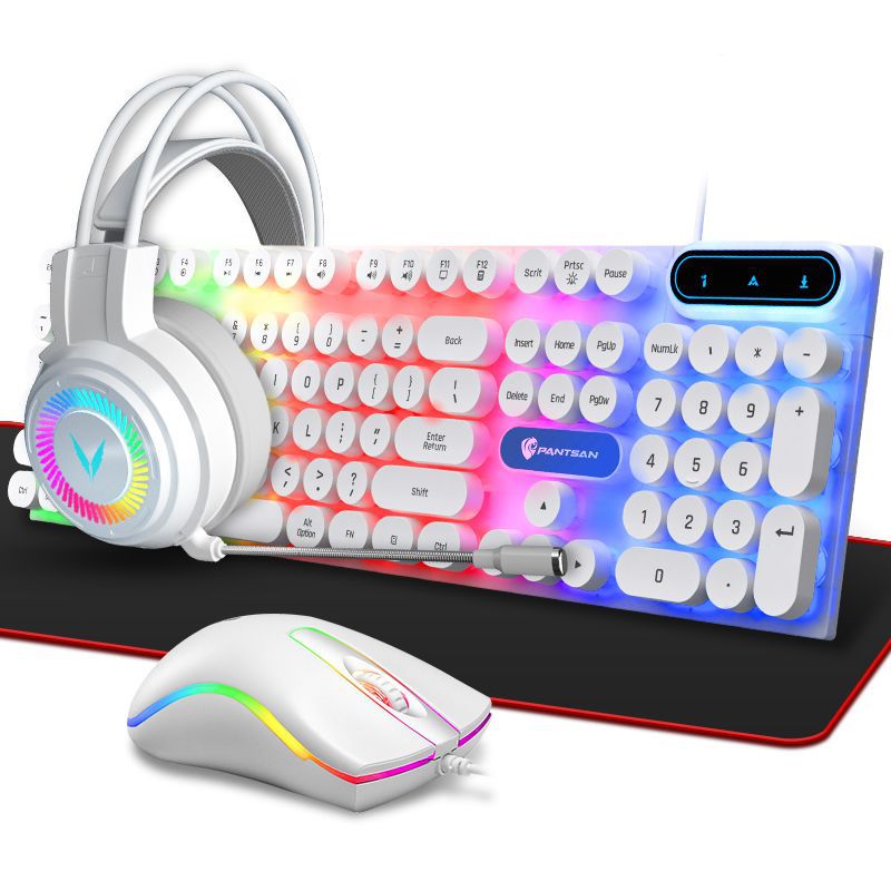 Cross-border neutral all-English packaging glowing keyboard mouse headset mouse pad three-piece set on Amazon