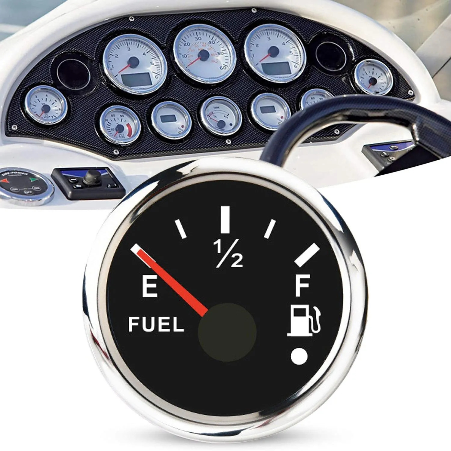 52mm Colorful Backlit Instrument Oil Level Gauge for Accurate Monitoring of Oil Volume for Yachts, Rvs, Trucks, Diesel, and Gasoline