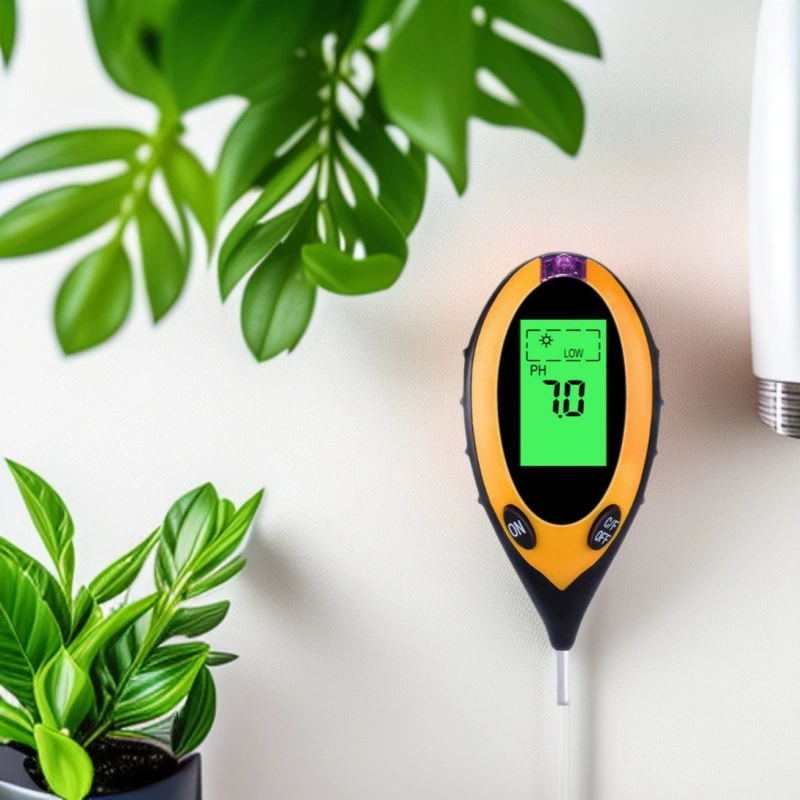 Многофункциональный измеритель почвы 4-в-1: pH, кислотность, щелочность, влажность, температура, освещенность, не включая измерение плодородия.