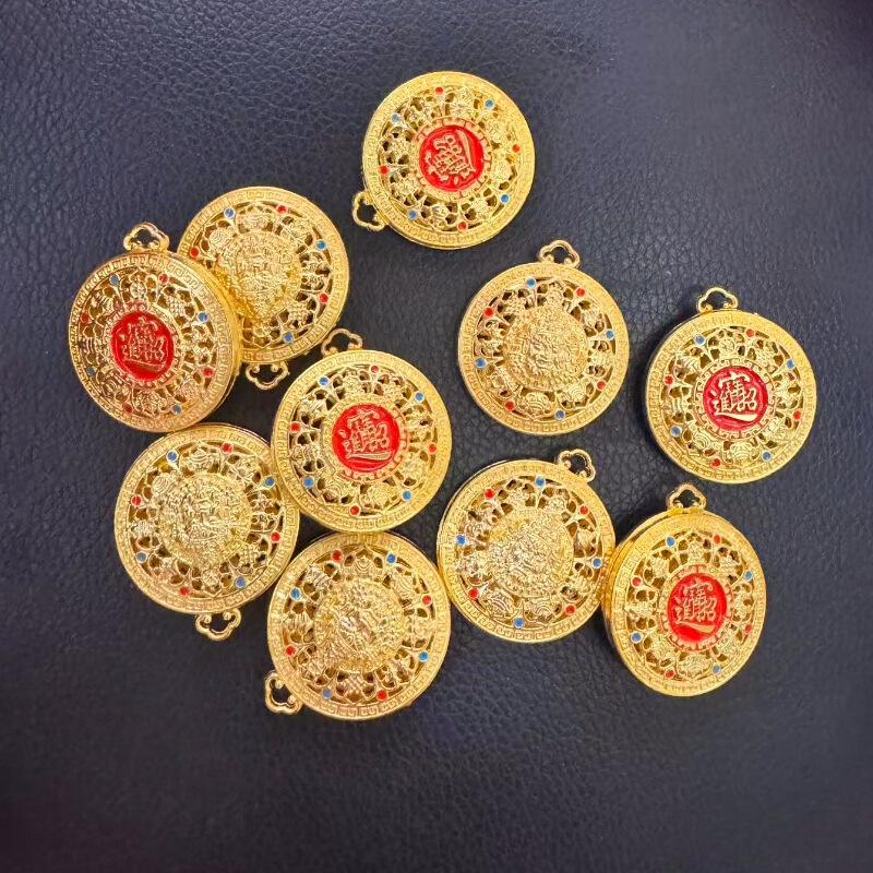 新しい国民的トレンドキーホルダー八宝コンパス黄色の富の神キーペンダントキーペンダント車のキーチェーンバックパックペンダント|undefined