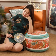 中式风皮革印花收纳坐垫套可收纳旧衣物地上坐垫脚蹬加厚蒲团客厅