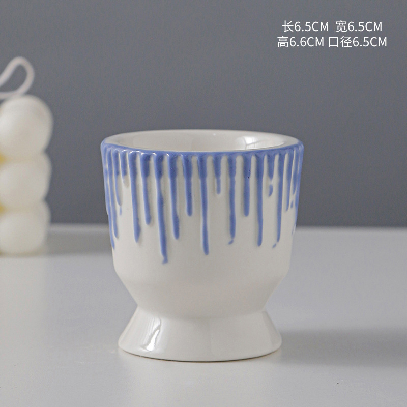 Sencillas rayas verticales rosa azul doble uso candelabro de cerámica candelero taza de la vela contenedor taza hogar candelabro Decoración