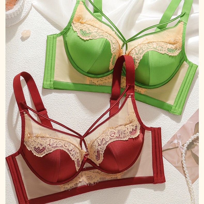 372 # Thin, Breathable, Small Breast Push-Up Adjustable Bra, Mesh Splicing Satin Cup, Wire-Free Soft Support Bra 372 # Thin, Breathable, Small Breast Push-Up Adjustable Bra, Mesh Splicing Satin Cup, Wire-Free Soft Support Bra