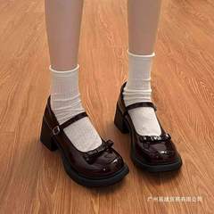 棕色jk英伦风小皮鞋法式复古日系玛丽珍鞋女洛丽塔小众蝴蝶结女鞋