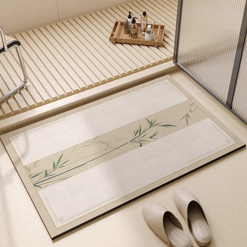 새로운 중국 스타일 규조토 진흙 흡수성 바닥 매트 홈 입구 문 부드러운 매트 욕실 욕실 미끄럼 방지 속건성 발 매트