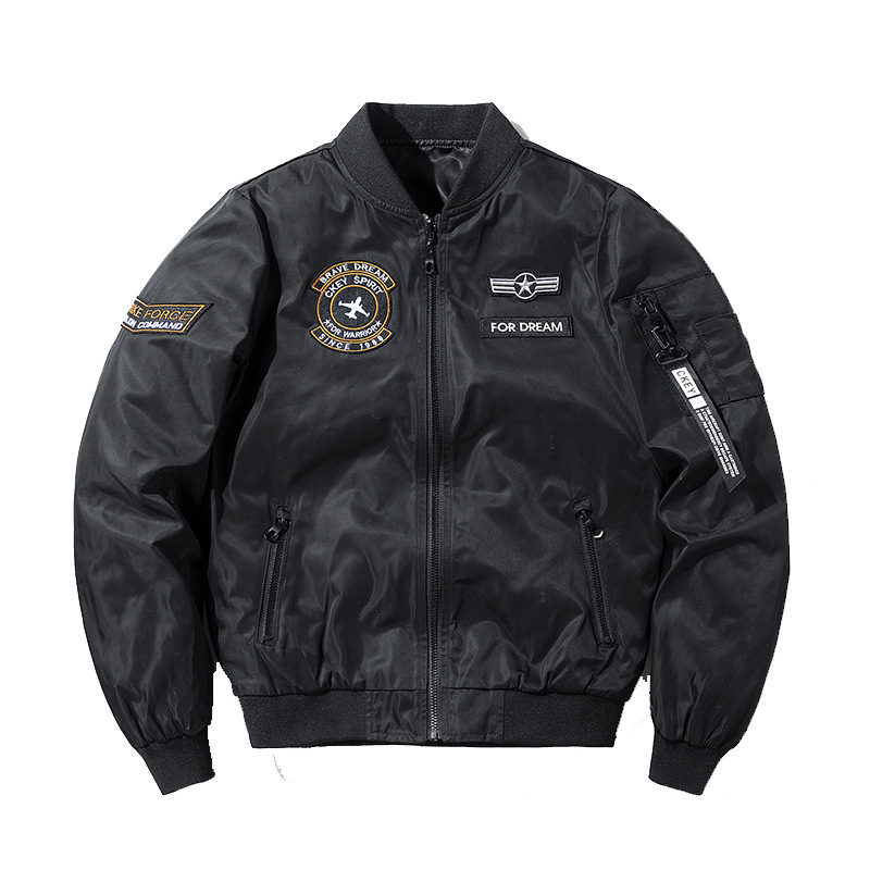 Autumn and Winter Trendy Brand Reversible American Bomber Jacket Flight Suit Military Style Embroidered Logo Baseball Uniform Cross-Border 9987