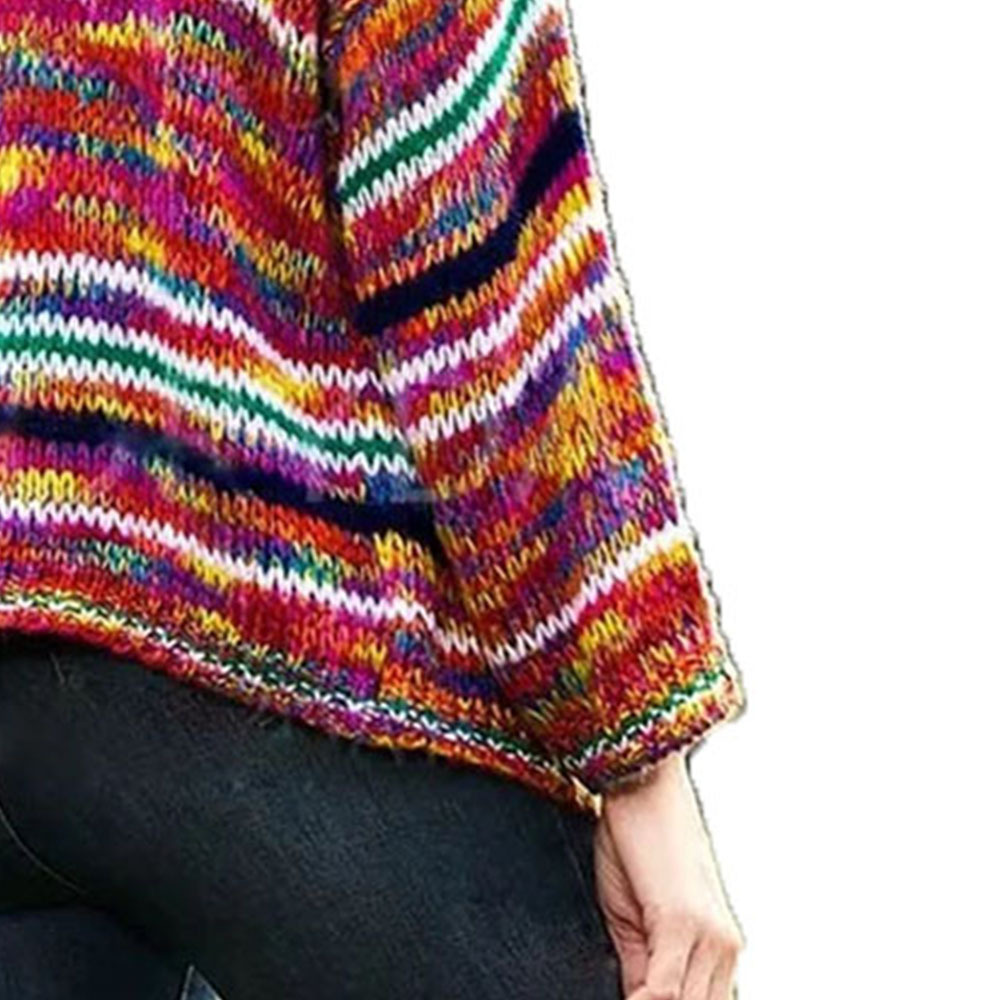 Women's Striped Wool Knitted Cardigan For Autumn And Winter_voghion.com