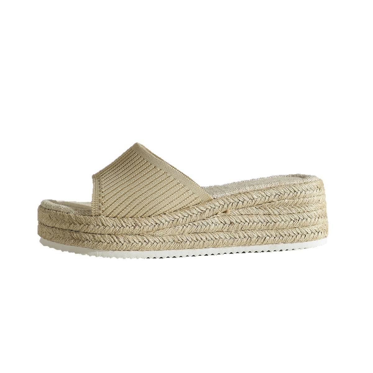 Women's plus Size Knitted Wedge Sandals Open Toe Summer New Style Slip-On Breathable Comfortable Casual Slippers_voghion.com