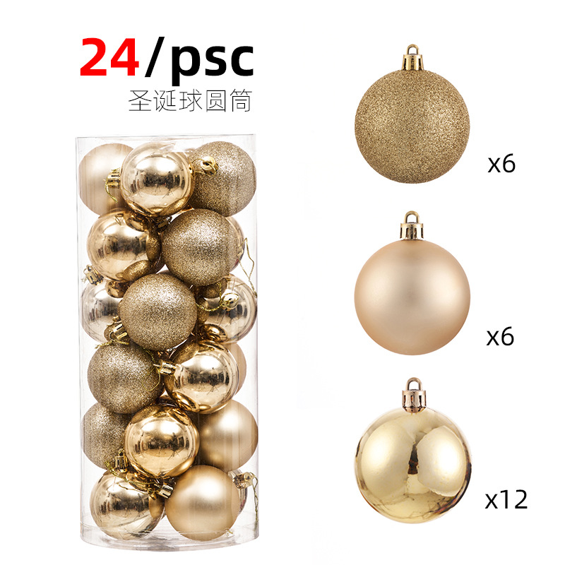Adornos de Navidad 3/4/6/8cm24 juego de bolas de Navidad bolas de colores bolas de plástico galvanizado colgante de árbol de Navidad