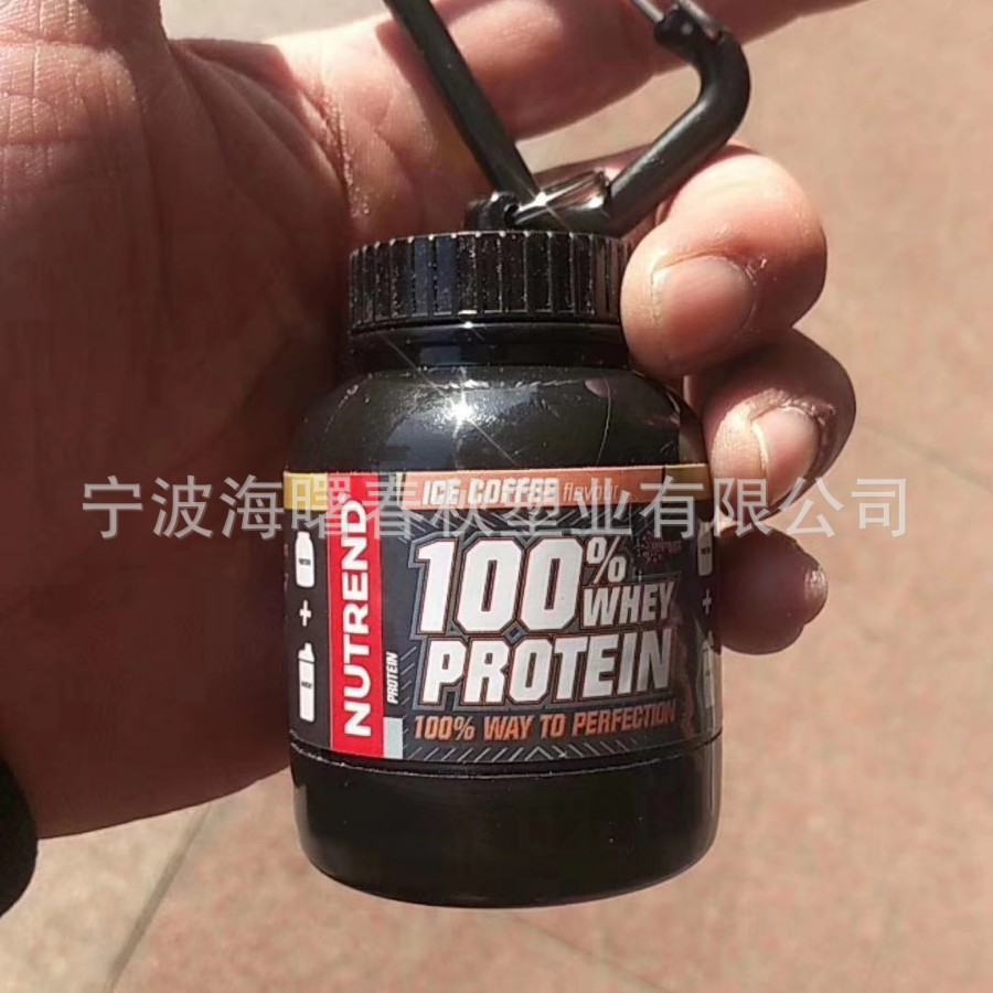 Fabricante 30g 45g 65g de proteína en polvo embudo cuadrado mosquetón portátil tamaño polvo olla en polvo de proteína en forma de barril