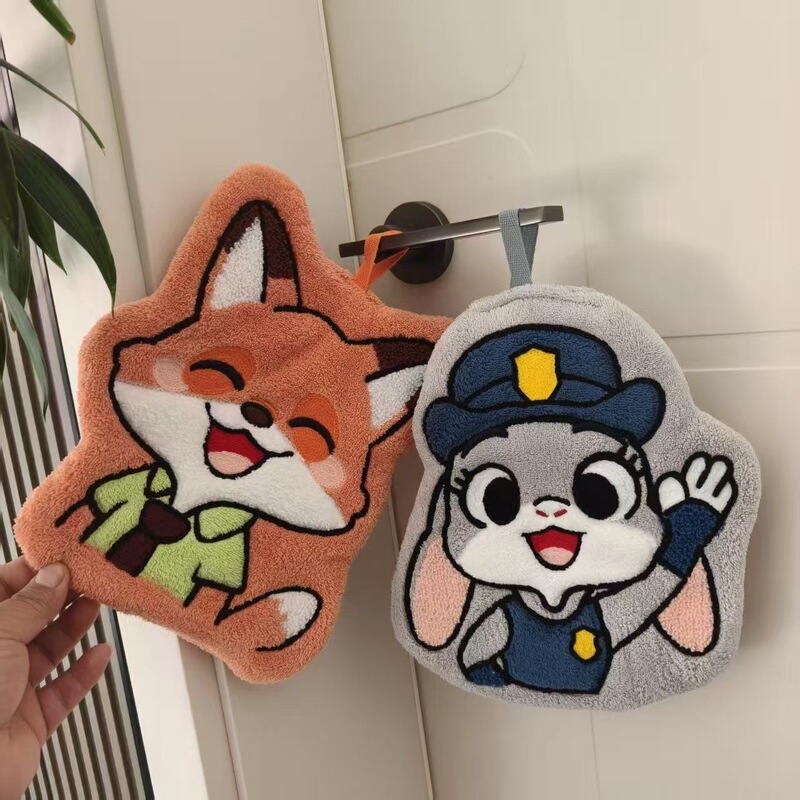 New Zootopia Style Hand Towel, Absorbent and Thick Coral Fleece, Cute Cartoon Design for Kitchen and Bathroom New Zootopia Style Hand Towel, Absorbent and Thick Coral Fleece, Cute Cartoon Design for Kitchen and Bathroom
